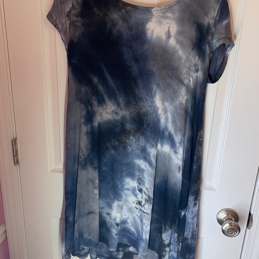 Blue and Grey Tie Dye Dress